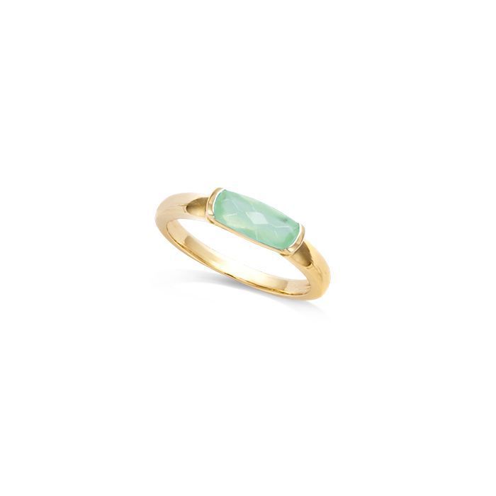 Bague Plaque Or jaune et pierre verte Syracusia Caratenly